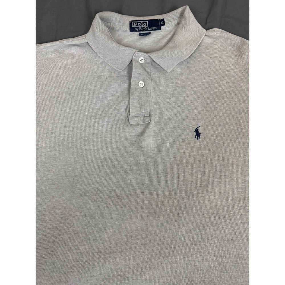 Vintage Polo Ralph Lauren Mens XL Gray Short Sleeve Pique Polo Shirt Made in USA